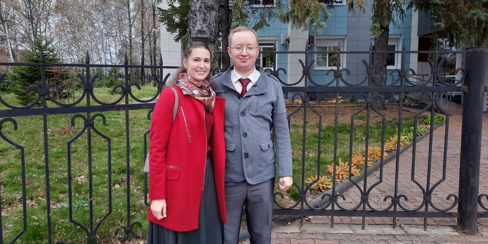 Sur la photo : Evgeny Egorov avec sa femme
