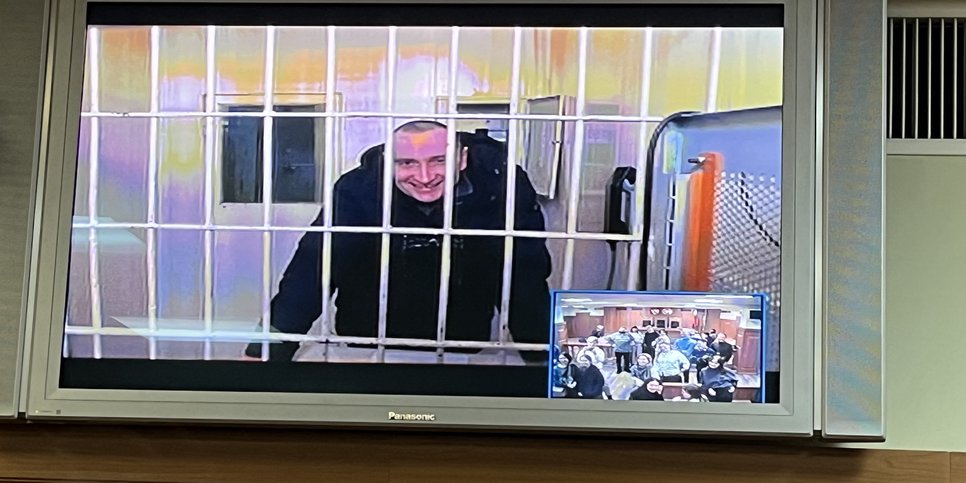Sergey Gromov durante l'udienza d'appello in videoconferenza, 31 gennaio 2024