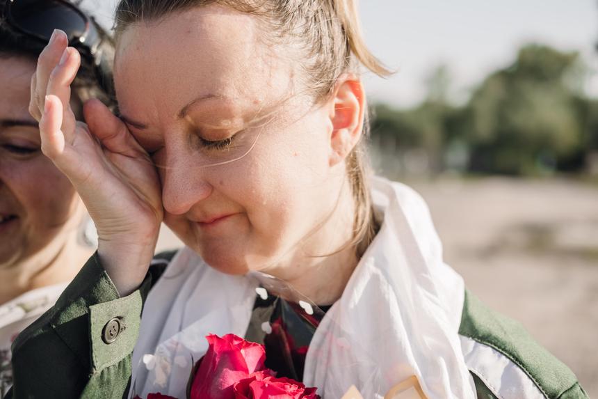 Oksana Chausova, with tears of joy, shared her first moments of freedom with friends. September 2025.